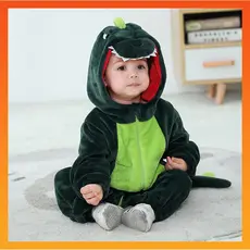 Bebê Kigurumi Dinossauro Verde Dos Desenhos Animados Macacão Recém-Nascido Infantil Menino Cosplay Trajes Pijamas