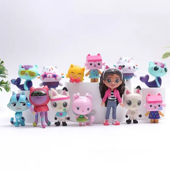 13 Pçs/Set 5-9cm Dos Desenhos Animados Anime Gabby's Dollhouse Figura Sorridente Gato Bonecas Modelo Boneca Brinquedos