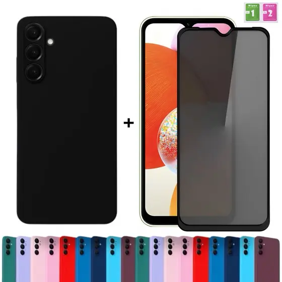 Kit Capinha + Película Privacidade Compatível Com Samsung Galaxy A17 Capa Aveludada Anti Impacto Premium