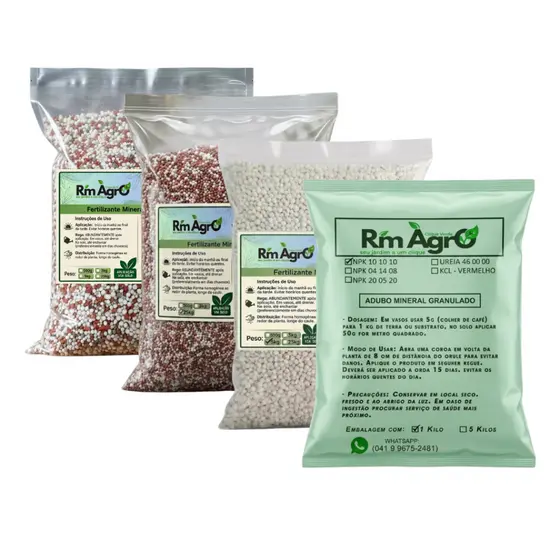 kit Completo Adubo fertilizante NPK 10-10-10 + 04-14-08 + 20-05-20 + Ureia