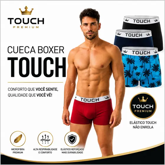Kit Cuecas Boxer Masculinas 5 8 10 20 Peças Microfibra Confortável Elástico Touch