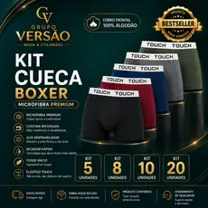 Kit 5 8 10 20 Cuecas Boxer Masculinas Microfibra com Forro 100% Algodão Elástico Touch P M G GG