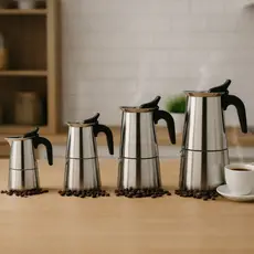 Cafeteira Italiana em Inox Café Expresso 4, 6, 8 e 12 Xícaras Moderna