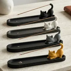Porta Incenso Incensário Queimador Gato Moderno Decorativo Suporte