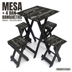 Mesa com 4 Bancos Estilo Gourmet Para Varandas, Área de churrasco e Lazer