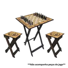 Mesa quadrada Dobrável bancos Jogo Xadrez Damas Medieval Tabuleiro
