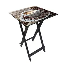 Mesa Compacta Dobrável em Madeira Quadrada  Ideal para Diversos Ambientes