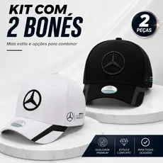 Kit 2 Bonés Mercedes AMG Petronas Aba Curva Ajustável Unissex Estilo Esportivo