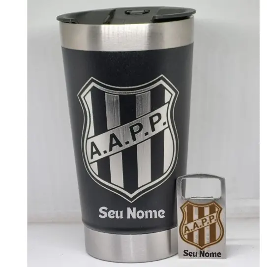 Copo Térmico Cerveja Ponte Preta Gravação do Escudo no Abridor