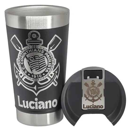 Copo Térmico Corinthians Personalizado com Nome e Time. Tampa e Abridor
