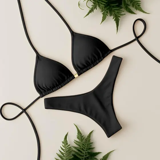 Conjunto Biquini Cortininha Com Calcinha Duplo Fio Tendência Verão Moda Praia