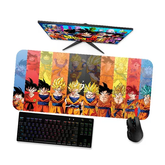 Mouse Pad Gamer Grande Goku  Super Saiajin Transformações 2 90x40 80x40 60x40 70x30 45x40