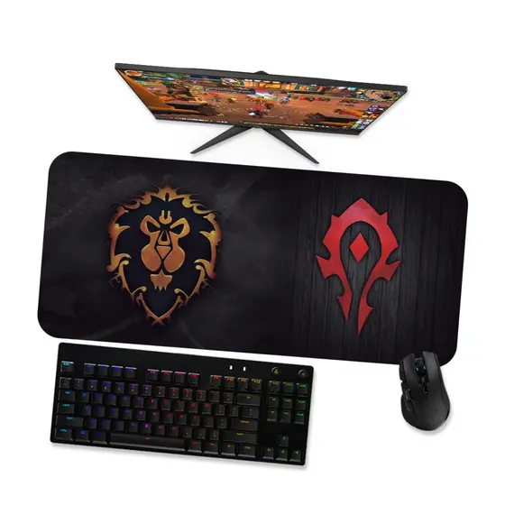 Mouse Pad Gamer Grande  Wow Horda E Aliança 1  90x40 80x40 60x40 70x30 45x40