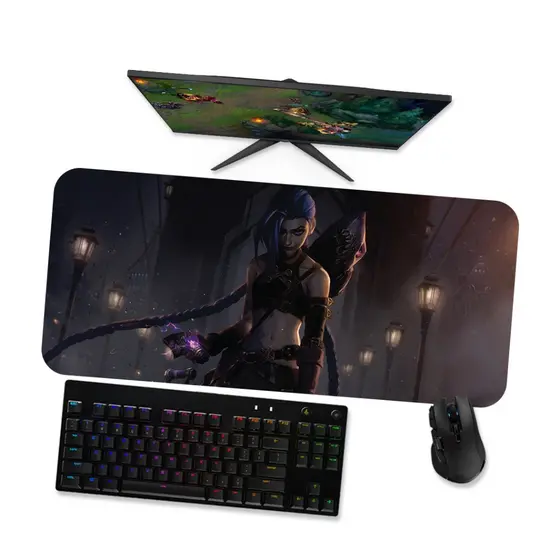 Mouse Pad Gamer Grande  LoL  Arcane Jinx 3  LoL  90x40 80x40 60x40 70x30 45x40