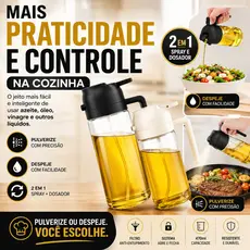 Borrifador Spray e Dosador de Azeite Óleo Vinagre 2 em 1 Cozinha 470ml - BM-F1230 - (Cores Sortidas)