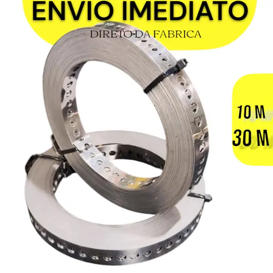 Fita perfurada 19 mm x 10 a 30 m - GALVANIZADA