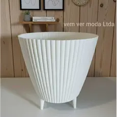 Vaso para Planta Canelado Moderno com Pezinhos Design Moderno 28x26x18
