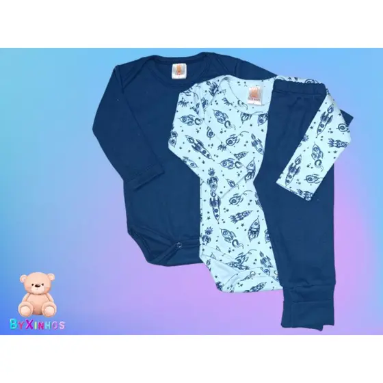 kit body bebê com 2 Body + 1 calça mijão masculino e feminino