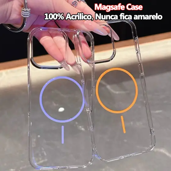 Capa Magnética Fina Ultrafina Para Magsafe HD , Acrílica Transparente iPhone 16 15 14 13 12 11 Pro Max