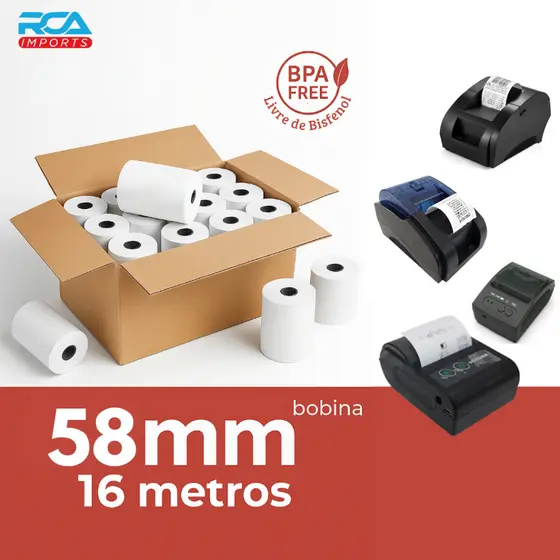 kit Bobina para impressora térmica 58mm