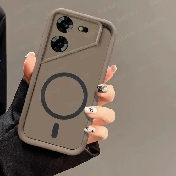 Para Tecno POVA 5/Pro Doce Cor Macio Silicone Caso TPU Anti-Queda Fosco Telefone Capa Protetora Com Adesivo Magnético