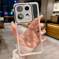 Para Motorola G75 5G Transparente Macio Câmera Protetora Colorida Anti-Queda TPU Capa Traseira