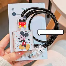 Bonito Dos Desenhos Animados Mickey Carregador Caso Compatível Para IPhone 18W 20 Adaptador Capa Manga Cabo Enrolador Co