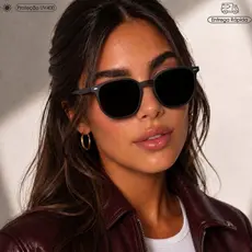 Óculos de Sol Escuro Feminino Geométrico Blogueira Lançamento Proteção UV400