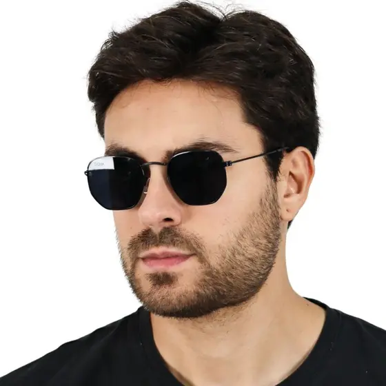 Óculos de Sol Escuro Hexagonal Clássico Proteção UV400 Masculino Doha
