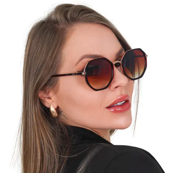 Óculos de Sol Feminino Redondo Com Aro Diversas Cores Com Proteção Uv400