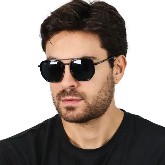 Óculos de Sol Hexagonal Masculino Estiloso Premium Super Em Alta Com Proteção UV400 + Case