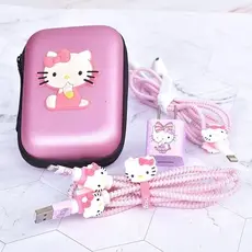 WEZFY 1 Conjunto De Protetor De Cabo Usb De Desenho Animado , Adesivos De Carregador , Organizador De Fio Para Iphone