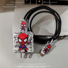 Protetor de carregador para iPhone do Homem-Aranha vermelho, compatível com capa de proteção de carregador Apple
