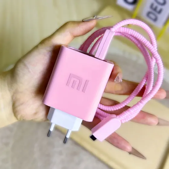 Xiaomi 67W/90W/100W Carregador rosa fofo protetor Caso Carregador Xiaomi compatível evita danos ao cabo
