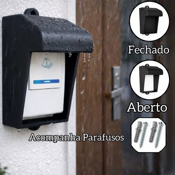 Protetor Campainha Interfone Sem Fio Externa Comercial Residencial Conta Sol Chuva