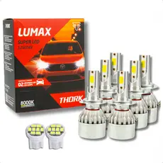 Kit 6 Lampadas Super Led Lumax Alto Baixo Milha Thork 12/24V Carros Chevrolet Fiat Honda Hyundai Ford Toyota Volkswagen