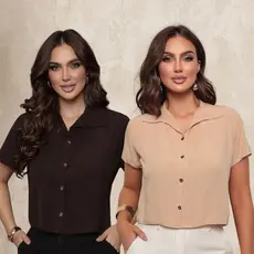 Kit 2 Camisa Blusa Feminina Cropped Manga Curta Viscolinho