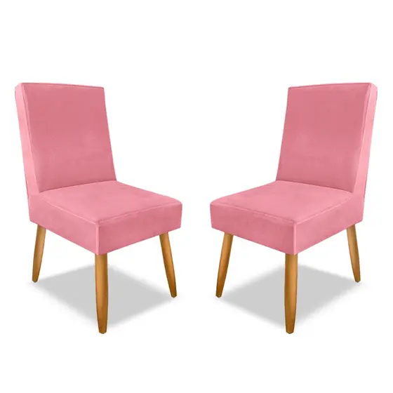 Cadeira Kit 2 Unidade Mesa De Jantar Feito com Tecido Suede Espuma D23 Confortável Pés Palito