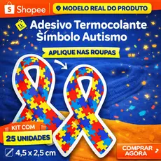 Etiqueta Termocolante para Roupas Símbolo Autismo I 28 PEÇAS + BRINDES