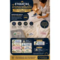 100 Etiquetas Termocolante Personalizada Para Hotel Airbnb Pousada Roupa Cama Banho