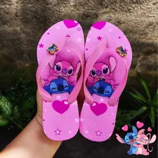 Chinelo infantil Menina Stitch Margarida disney Neon Cores Vibrantes Lilas Rosa Amarelo