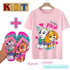 KIT: Chinelo + Camisa Stitch Minnie Disney sandalia de dedo menina Camiseta Margarida Blusa 100% Algodão LANÇAMENTO 2025
