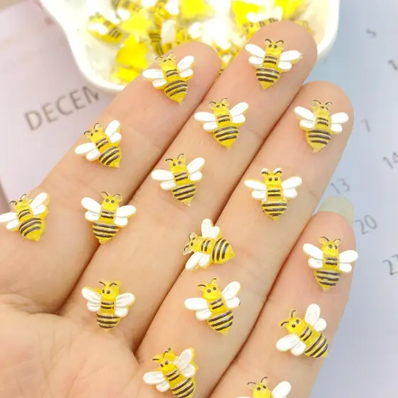 Abelha de Resina 3d Cartoon, Adequada para Decoração de Unhas, 50 Peças