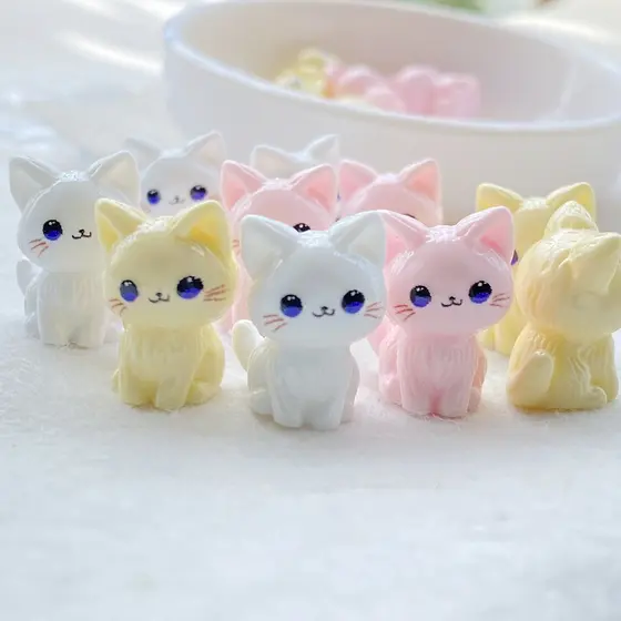 12 Peças De Tema Misto De Resina De Gato De Desenho Animado 3D