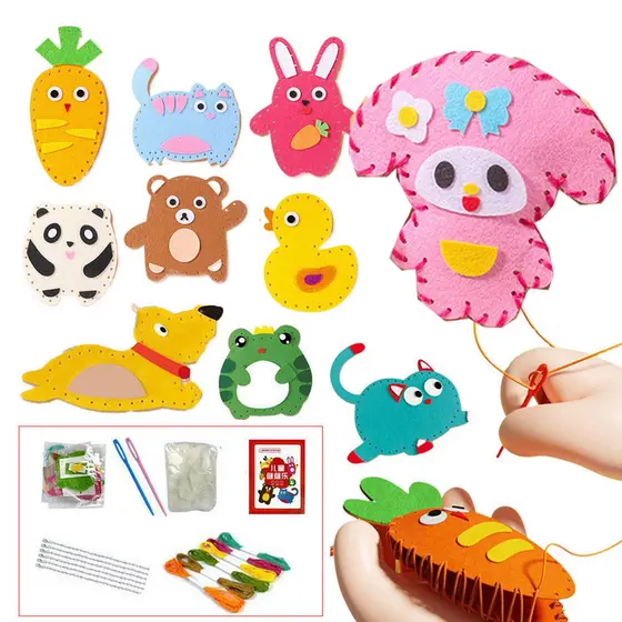 21 peças Kit de costura DIY, usado para brinquedos de animais costura brinquedos educativos infantis para treinar habili