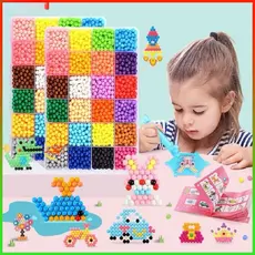 DIY névoa de água contas mágicas e feijão conjunto colorido brinquedos educativos artesanais das crianças quebra-cabeça