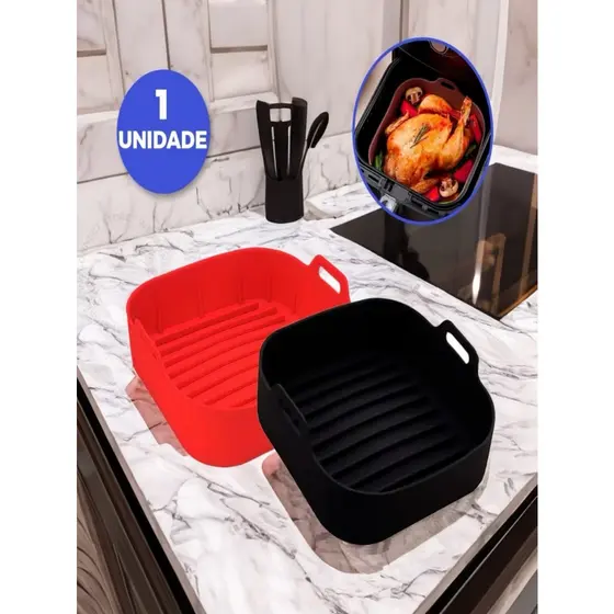 Forma De Silicone Air Fryer Antiaderente Cesto Silicone Fritadeira Elétrica Quadrado 14.5x14.5