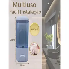 Dispenser Suporte de Parede Sabonete Líquido Shampoo Condicionador Gel Detergente Álcool  Saboneteira Plástico 500Ml