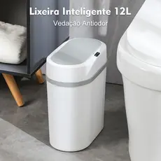 Lixeira Automática 12 Litros Com Sensor Infravermelho Tampa Para Cozinha Banheiro Escritório Quarto b