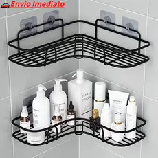 Kit 2 Prateleiras Suporte Com Alto Adesivos Para Parede Banheiro Cozinha Shampoo E Sabonete Prateleira